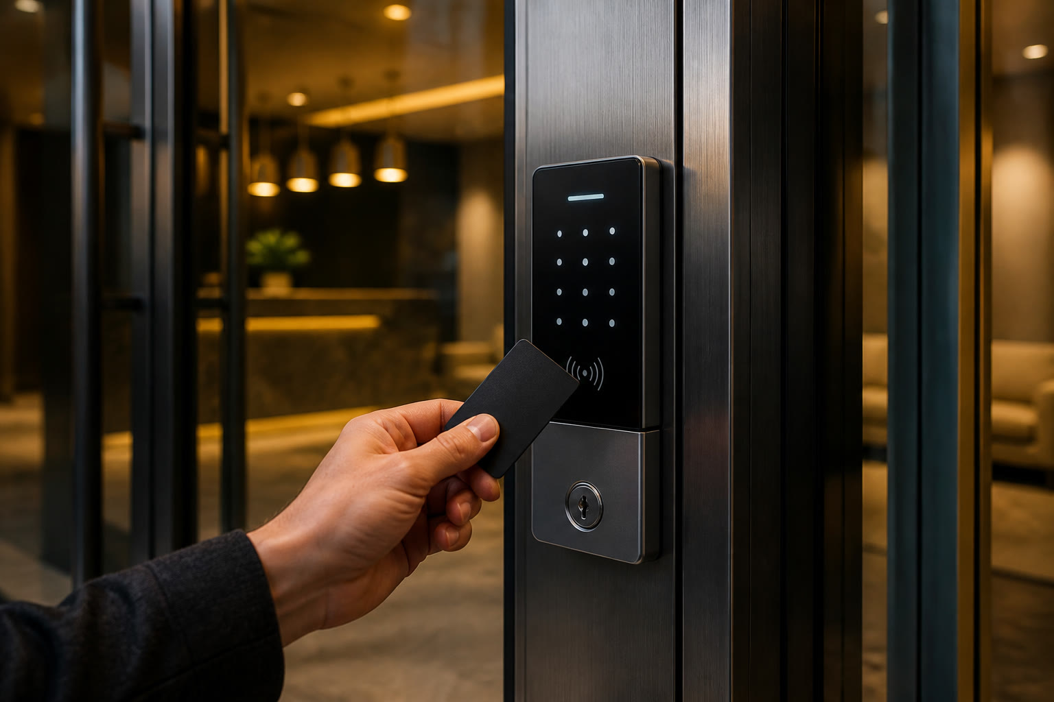 Door access card reader and keypad