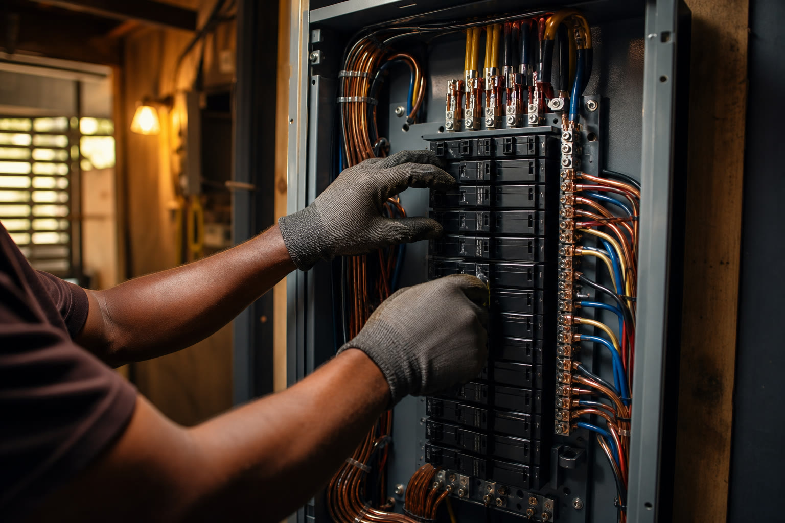 Electrical panel and wiring work in progress